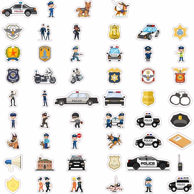 BulbaCraft 100Pcs Police Stickers, Cops Sticker, Police Man Laptop Decals, Cops Party Decorations, Gifts for Women & Men