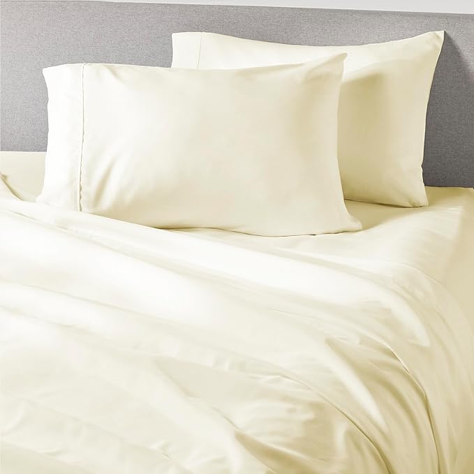 PeachSkinSheets Cooling Bed Sheets for Hot Sleepers - Ultra-Soft Breathable Luxury Microfiber Sheet Set, Moisture-Wicking, Deep Pocket, Oeko-TEX® (Split King Size (2 XL Fitted), Vanilla Bean)