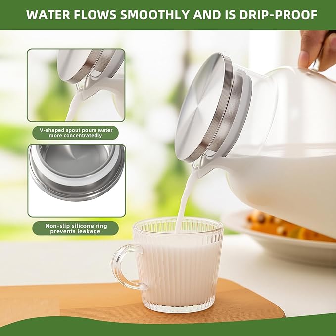 Glass Pitcher, 1 Gallon/3.8L Glass Water Pitcher with Lid and Spout, Heat/Cold Resistant Borosilicate Glass Water Carafe for Coffee, Juice and Homemade Beverage