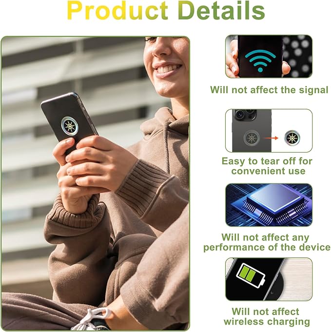 12 PCs Silver Phone Protection Stickers Neutralizers for Smart Phones/Tablets/Laptops/Computer/WiFi/Priner/TV Electronic Devices Stickers (Silver)