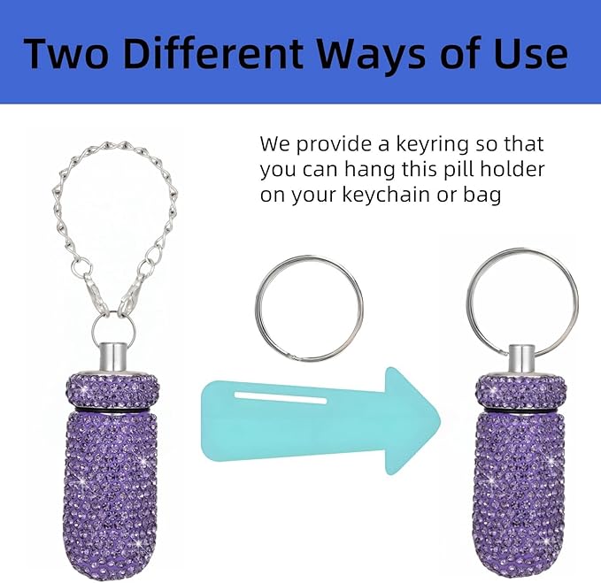 Pill Holder for Tumbler with Handle Bling Stanley Cup Accessories Pill Organizer for Stanley & YETI & Simple Modern & BrüMate (Purple)