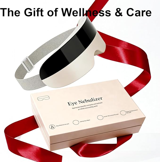 Eye Massager with Heat and Cooling - with Atomization Function, Smart Heated Eye Mask with 3D Massage, Bluetooth Music, for Office, Travel, Home Use, Portable and Gifts for Women and Men