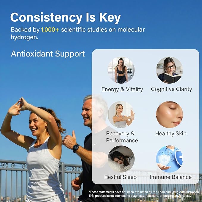 Molecular Hydrogen (H2) Tablets with Magnesium – 12 PPM Hydrogen Water Tablet for Drinking Water, Antioxidant-Rich, Supports Cellular Health, Recovery & Cognitive Function – Unflavored, 120 Tablets