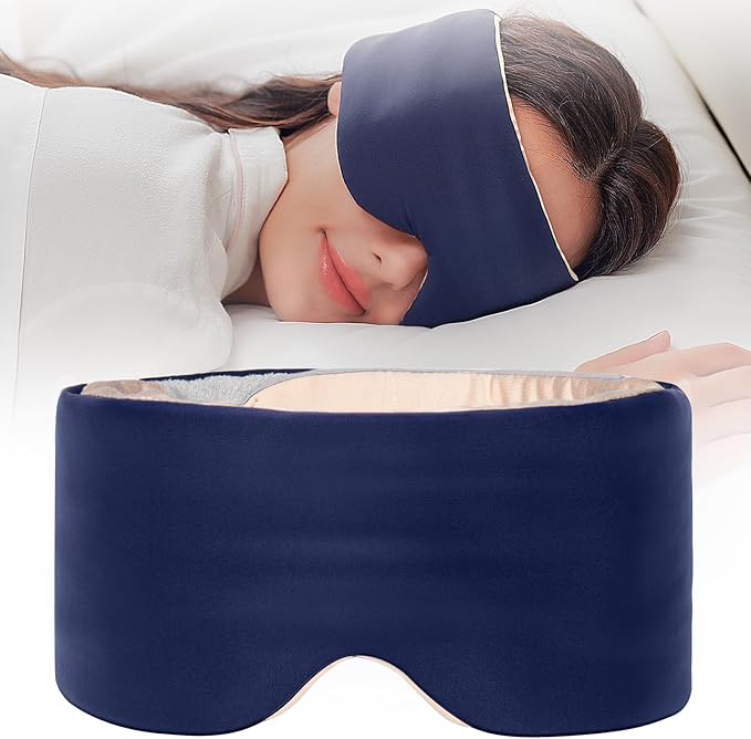 Sleep Mask,Eye Masks for Sleeping,for Women/Men/Nap/Travel/Yoga, Dual-Side Blackout Eye Covers for Side Sleeper,No Strap Desigh,Adjustable Band,Pressure-Free,Wrapped Around Dark Purple
