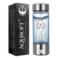 AQUSOFT 14.2 oz/420ml Portable Hydrogen Water Bottle with SPE-PEM Technology Type-C USB Rechargeable Hydrogen Water in 3 Minutes | Borosilicate Glass Hydrogen Water Ionizer Cup | 2-in-1 Usage Modes