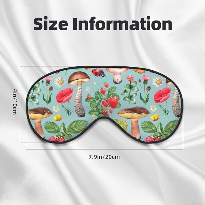 Floral Berry Mushroom Sleep Mask Eye Mask with Adjustable Strap Eye Sleep Shade Cover Blocks Light for Women Men Airplane Travel Nap