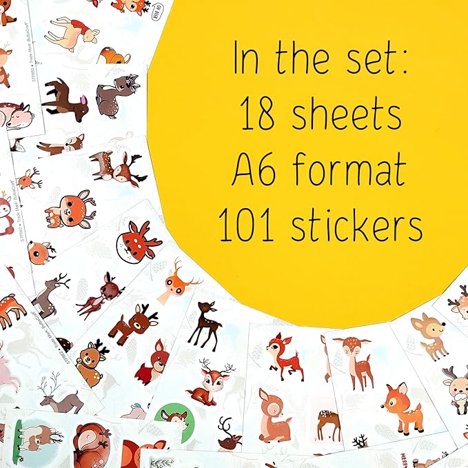 BulbaCraft 100Pcs Deer Stickers and Decals - Woodland, Gold, Whitetail, White Deer Stickers for Water Bottles & Laptops, Gifts for Women & Men