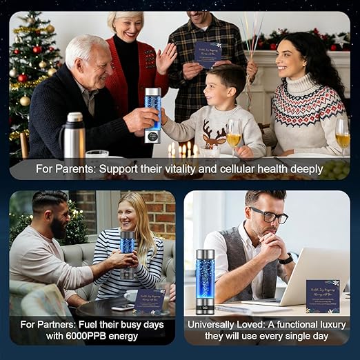 Hydrogen Water Bottle Generator - SPE/PEM Tech Hydrogen Water Machine - 6000 PPB Portable hydrohealth Water Bottle for Kidney Health Hydrogen Bottle with OLED Display (R Touch/Black/Coated)
