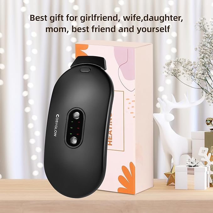 Portable Cordless Heating Pad:COSYGLOW 6 Heat Levels 6 Massage Modes, 3S Fast Heating, Electric Heating Pad,Gifts for Women(Black)