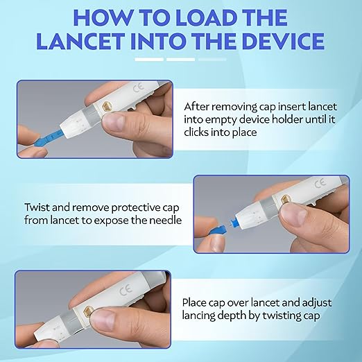 One Step Lancing Device Pen, 5 Depth Settings, Less Pain Design, Blood Sampling Pen, Accurate Blood Sample, Use with Twist Top Lancets, Blood Sugar Level Monitoring Glucose Testing, Lancing Tool