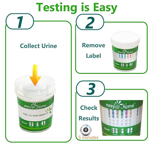 Easy@Home Drug Test Cup: Urine Drug Tests Kit, Testing All 12 Drugs AMP, BAR, BUP, BZO, COC, MDMA, MET, MOP 300, MTD, OXY, PCP, THC 50 in One Test Cup Kits，Built-in Test Strips, #ECDOA-6125B 1 Pack