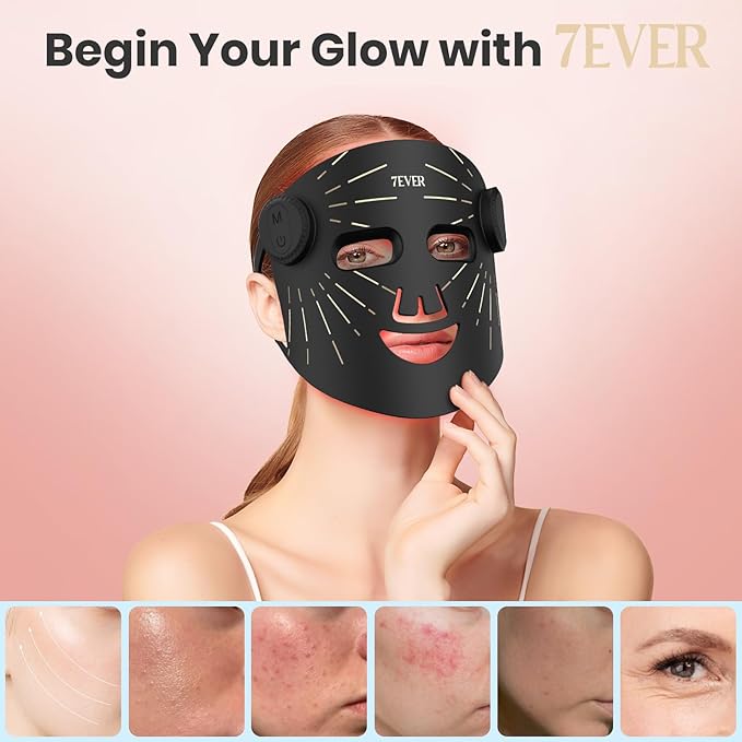 Red Light Therapy for Face,4 Modes Portable LED Face Mask, Red and 850nm Infrared Light Mask,15-Min Timer，256 LED Beads,Rechargeable for At-Home & Travel
