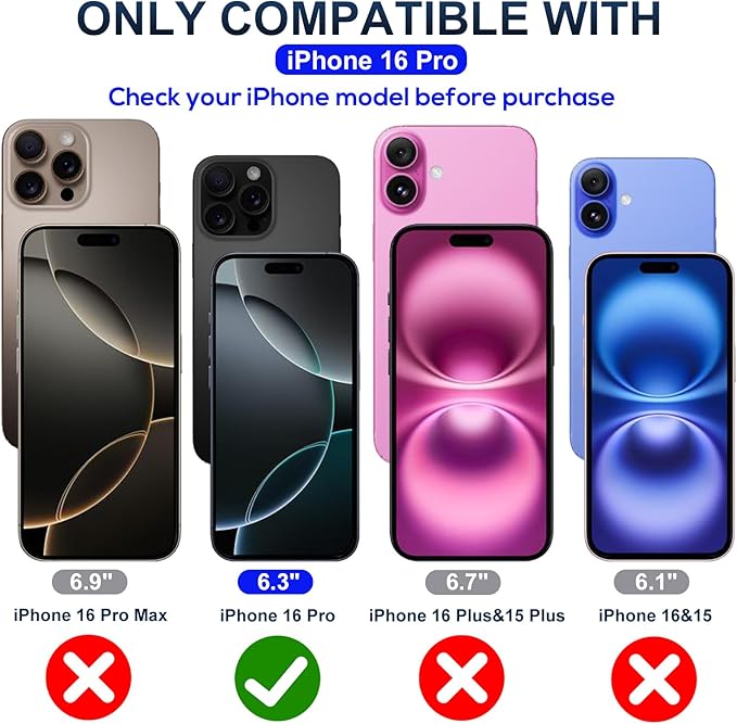 Screen Protector for iPhone 16 Pro[6.3 Inches],3RD Colorless Anti-Blue Light Tempered Glass Films,HD Clear, 9H Hardness, No Bubbles, Case Friendly 2 Pack