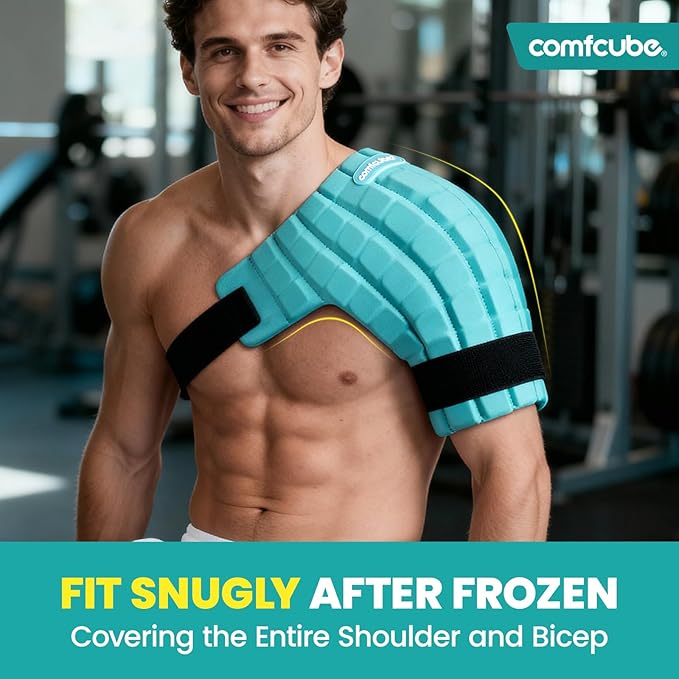 Shoulder Ice Pack Wrap, 2 Hours Long Lasting Rotator Cuff Cold Therapy Flexible Shoulder Ice Pack for Injuries Reusable, FSA Eligible, Cold Pack for Tendinitis, Surgery, Swelling