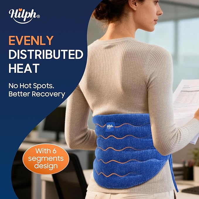 Hilph Heating Pad for Back Microwavable, Extra Large Microwave Heated Pack with Moist Heat for Lower Back Pain Relief, Menstrual Cramps, Waist, Stomach, Neck, Shoulder, Lumbar, Unscented Wearable