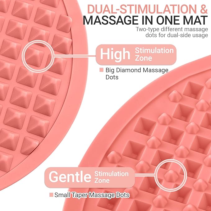 Silicone Foot Massage Mat, Extra-Large Reflexology Mat for Feet Relaxation, Portable Foot Acupressure Mat with Dual-Side Usage, Foldable Standing Desk Mat for Pain, Fatigue Relief(Pink-XL)