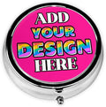 Custom Pill Organizer, Medicine Pill Box Case Container Travel Pill Holder Vitamin for Purse Med Wallet Portable Mini Pastillero Round, Deep Pink, Personalized Gifts with Photo