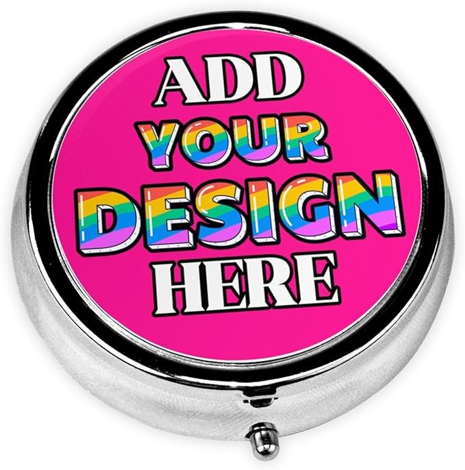 Custom Pill Organizer, Medicine Pill Box Case Container Travel Pill Holder Vitamin for Purse Med Wallet Portable Mini Pastillero Round, Deep Pink, Personalized Gifts with Photo