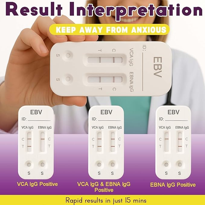 Epstein Barr (EBV) at-Home Test Kit | Detects IgG Response to VCA & EBNA | 15-Minute Rapid Result | Easy Fingerstick Sample