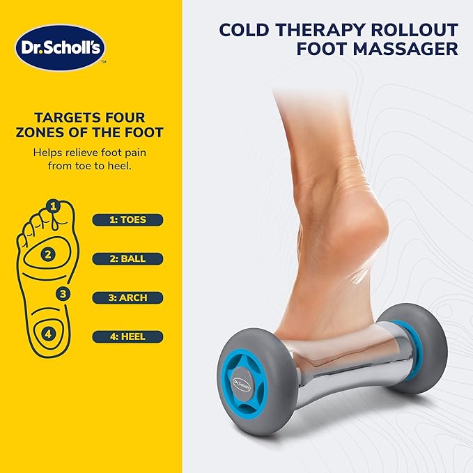 Dr. Scholl's Cold Therapy Foot Massage Roller -Tissue Massage, Muscle Tension, Heel Spurs, Plantar Fasciitis, Sore & Tired Feet