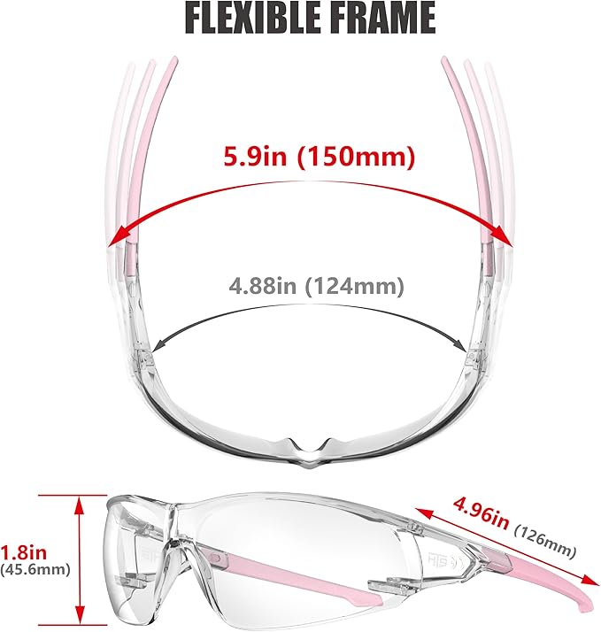 HTS HUNTERSKY ANSI Z87.1 Anti-Fog Clear Safety Glasses Pickleball Youth Baseball Lab Chemistry Goggles Scratch Resistant