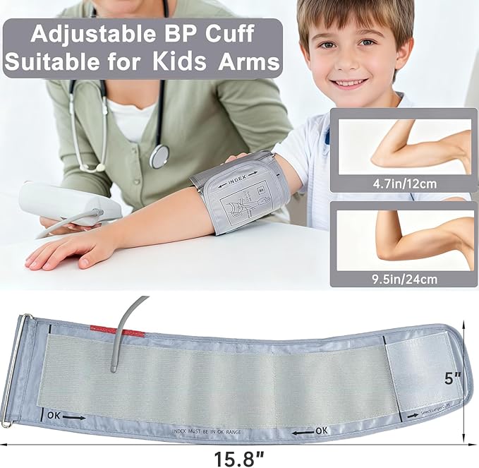 Pediatric Blood Pressure Cuff, 4.7”-9.5” (12-24CM) Small Child Cuff Compatible with Omron BP Monitor, Replacement Cuff for Kids and Women, with 7 Connectors