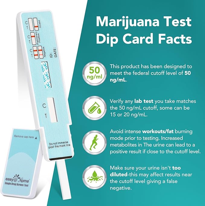 Easy@Home THC Drug Test Kit for Urine - Marijuana Testing Kit 3 Pack, 50ng/ml Cutoff Level THC Single Panel at Home Weed Detox Screening Kit, #EDTH-114