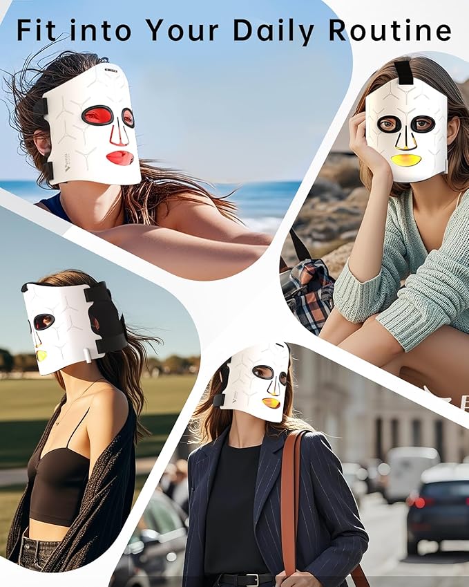Infrared Red Light Therapy Mask: High Power for Glowing Skin – Ultra-Thin 1.8mm 4.6oz, 830nm 633nm 590nm, Red light therapy for face Luxury Gift