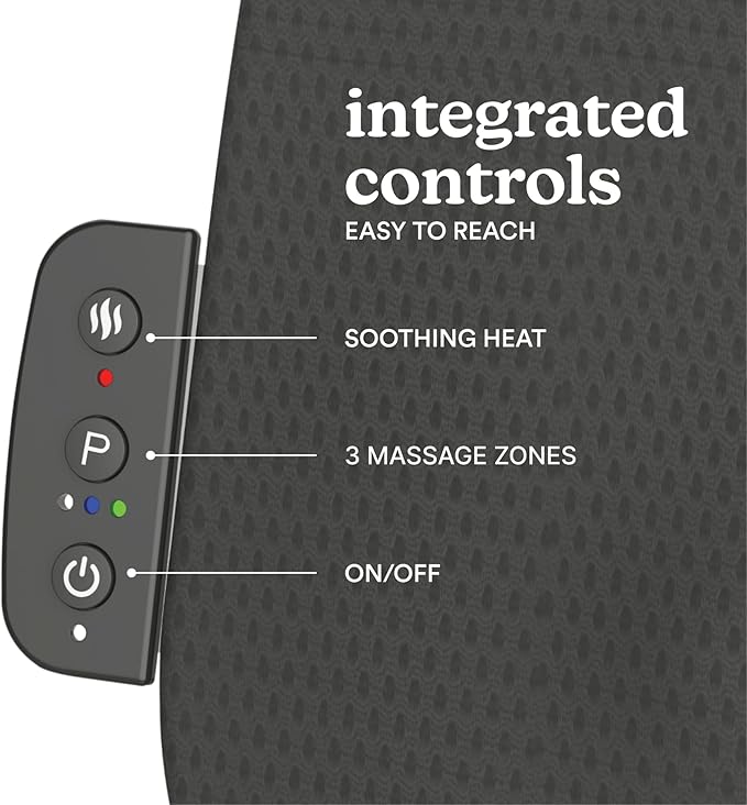 HoMedics Ultra Slim Shiatsu Massage Cushion with Heat – Full Back Coverage, Deep Kneading Massage, 3 Zone Control (Upper/Lower/Full), Soothing Heat, Slim Profile, Portable Design, Fits Most Chairs