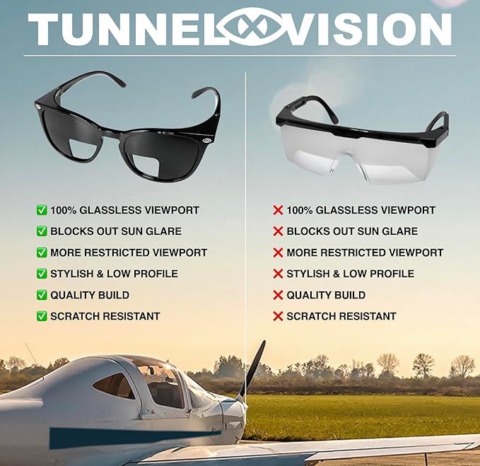 Stylish IFR Flight Training Glasses - Pilot Training & Simulating IMC, View Limiting Device for IFR Training, Tunnel Vision