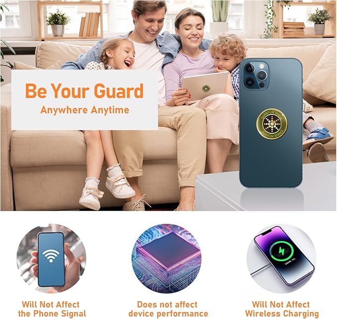 6 Pcs Protection Cell Phone Stickers 99% Effective Protector Cell & Smart Phones/Laptops/Tablets/TV/Monitors - All Devices Brown Cyan, JA-04