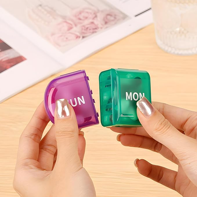 Detachable Weekly Pill Organizer 7 Day - Large Capacity Rainbow Travel Pill Case, Removable Daily Pill Box for Fish Oil/Supplements/Medication, Moisture-Proof Modular Once a Day Vitamin Holder