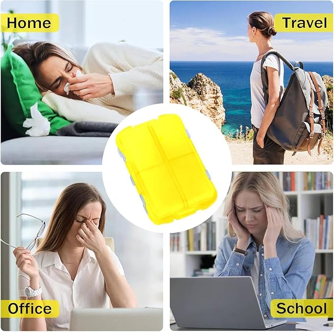 3PCS Travel Pill Organizer Portable Pocket Pill Case Small Pill Box for Purse Medicine Organizer Have 10 Compartments Storage Vitamin Fish Oil by INVODA (Pink+Gray+Blue+Lables)