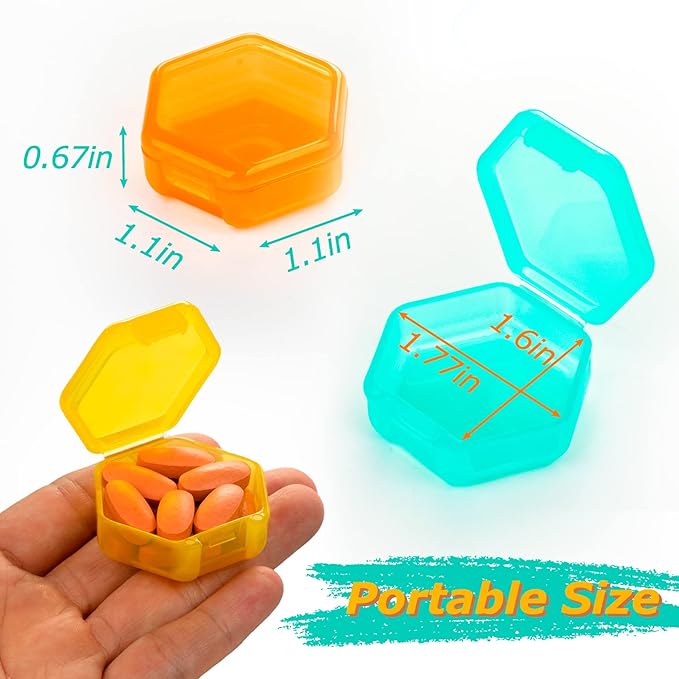 Small Pill Organizer, 7 Packs Travel Pill Box Portable 7 Day BPA Free Mini Pill Organizer for Pocket Purse Briefcase Travel Pills Medicine Cod Liver Oil Storage Box