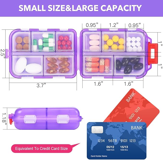 1Pack Pill Organizer with 189 Medicine Labels Travel Daily Pill Container Mini Medication Organizer Storage Pill Organizer Pill Case 7 Day Pill Organizer