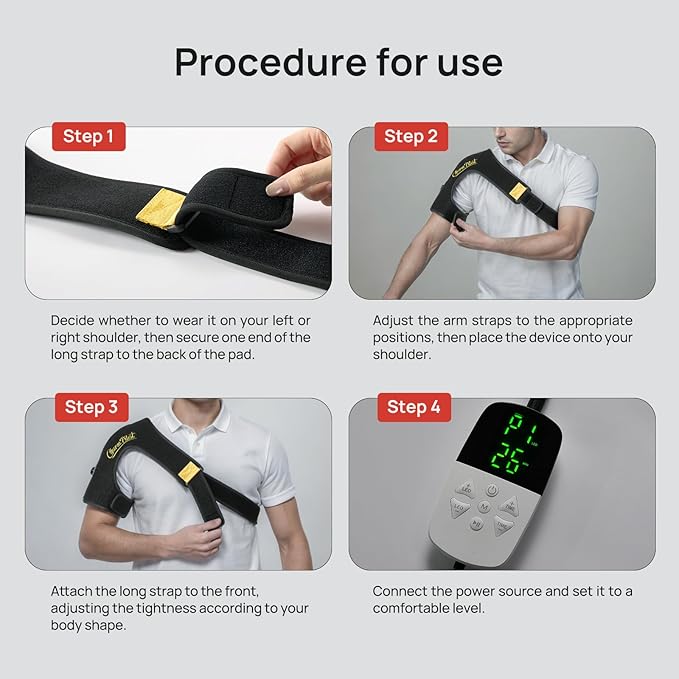 Red Light Therapy for Shoulder Pad — 86 LEDs, 660 nm + 850 nm, Adjustable Wrap with Smart Remote, 5 Power Levels, 10–90 Min Timer, Left or Right Shoulder