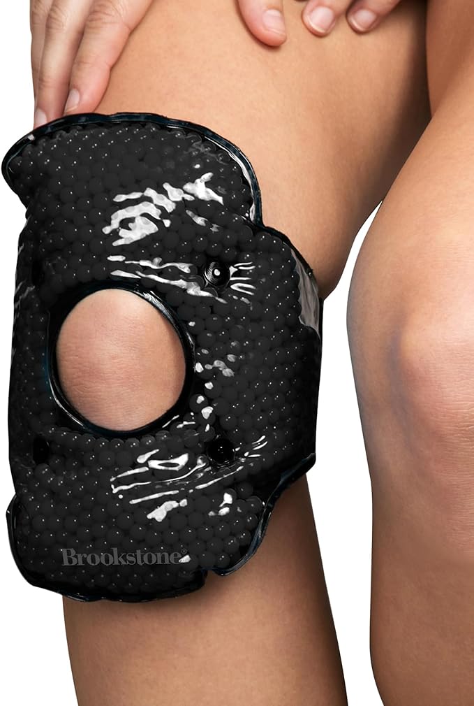 Brookstone Knee Ice Pack Wrap with Silica Beads - Hot and Cold Therapy - Fast Acting Ice Packs for Knees Pain Relief - Reusable Knee Ice Pack for Swelling, Injuries, and Post-Surgery Recovery