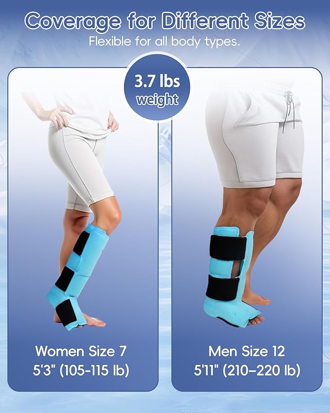 Comfytemp Ankle Foot Ice Pack Wrap, Reusable Leg Ice Boot for Injury, Achilles Tendonitis, Shin Splint, Plantar Fasciitis, Hot & Cold Compression, Sprained Ankles Brace, Post Surgery