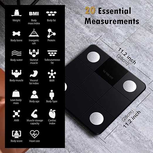 NUTRI FIT Smart Scale for Body Weight, Weight Scale with Backlight LED Display for BMI, Body Fat, Muscle Mass, 15 Body Composition, High Accurate Bluetooth Scale, Health Equipment Sync Apps 400lbs