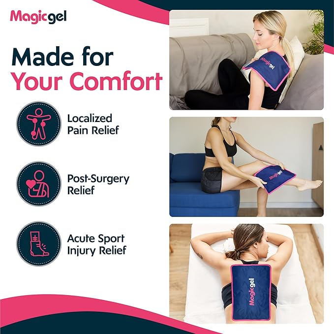 Magic Gel Premium Ice Pack - Reusable Gel Ice Pack (11.8" x 7.8") for Icing Injuries, Pain Relief, Cold Compress for Reducing Swelling - FSA HSA Eligible - | Flexible & Foldable 1 Count (Pack of 1)