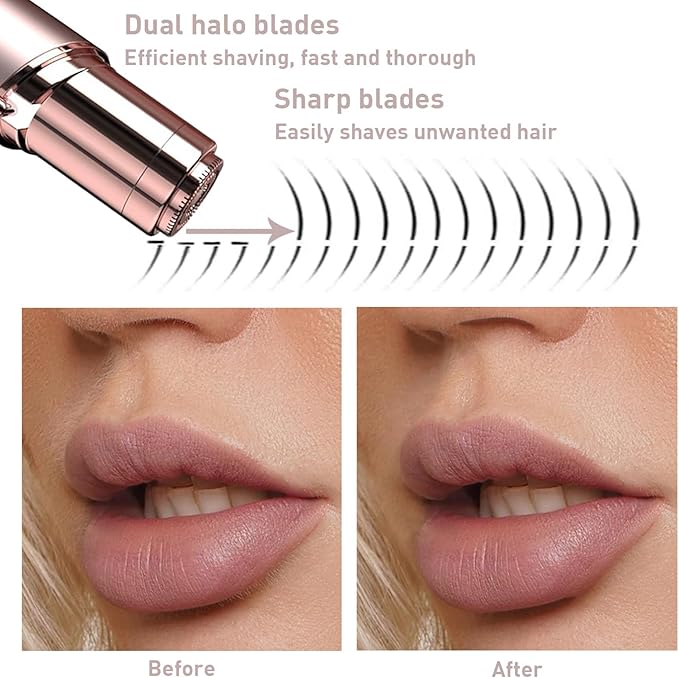 Facial Hair Removal for Women, Electric Painless Facial Hair Remover for Face, Lip, Chin with USB Rechargeable,Gold(Device Only)