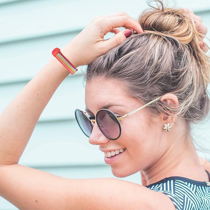Adjustable Elastic Nylon Straps Compatible with Xiaomi Mi Band 6/Xiaomi Mi Band 5/Xiaomi Mi Band 4/Xiaomi Mi Band 3, Soft Breathable Sport Replacement Wristband for Women Men (Rainbow)