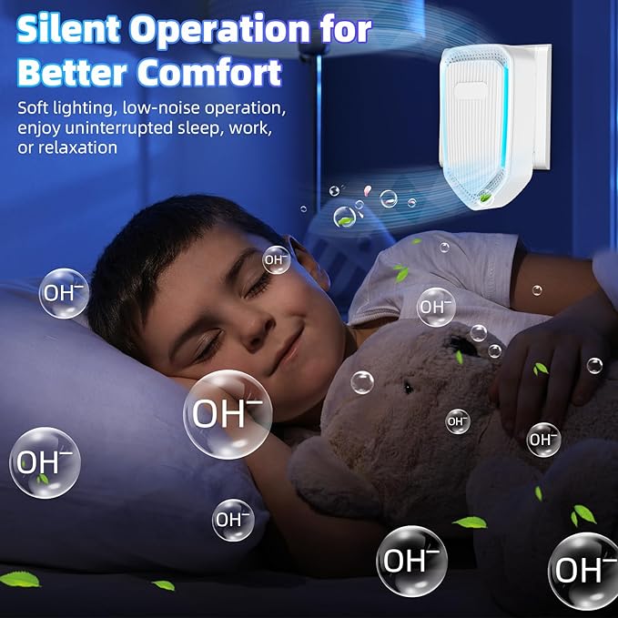Air Ionizer Plug In-6Pack Negative Ion Air Purifiers Ionizer,Quiet Air Freshener Indoor Portable Cleaner,Wall Plug In Negative Air Purifier for Home,Bedroom,Office,Odor Reducer Pets,Smoke Smell