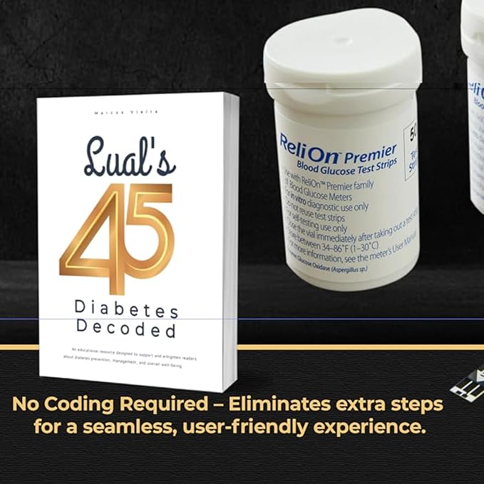 Premier Blood Glucose Test Strips 25 ct, Compatible with Premier Meters, Diabetic Test Strips | Premier Test Strips 25 Count, Bonus Diabetes Guide Included (25)