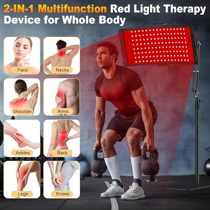 Red Light Therapy,Upgraded 2-in-1 Chips Red Light Therapy Lamp,660nm Red Light & 850nm Near Infrared Light Therapy Device with Red Light Therapy Belt and Stand Relieves Pain in All Parts of The Body