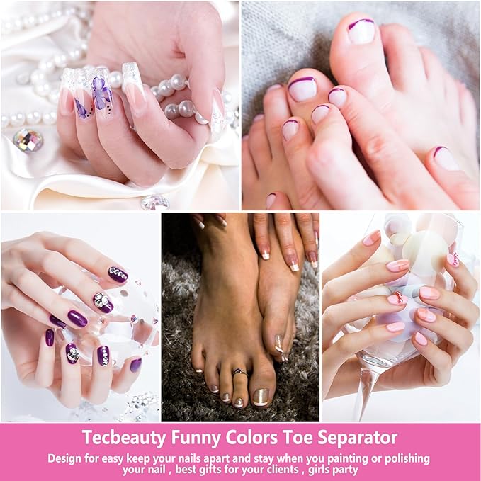 Toe Separators Set - 52 Pieces Premium Pedicure Tool, Spa Party Salon Polishing Separator (Hotpink)
