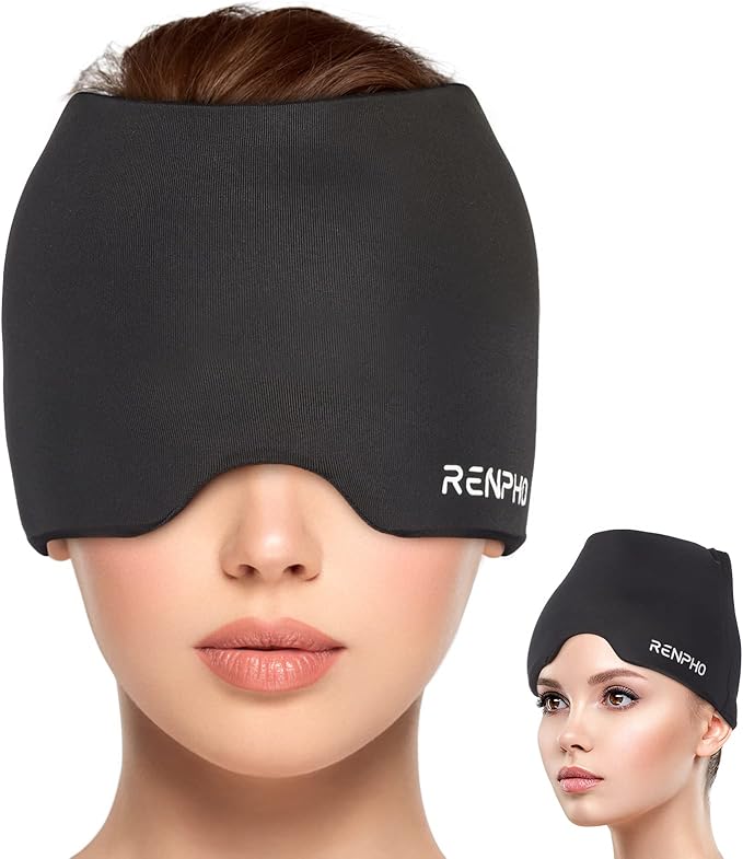 RENPHO Ice Head Wrap Headache Relief Hat with Hot or Cold Therapy, Eye Massager with Heat, Compression, Migraine Relief Cap,