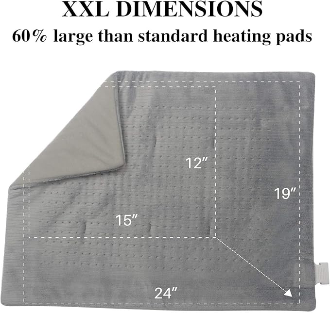Heating Pad for Back Pain and Cramps Relief，19"x24" Large Electric Heated Pad for Shoulder,Neck,Moist Heat,2 Hours Auto-Off Hot Heated Lap Pad，Machine Washable