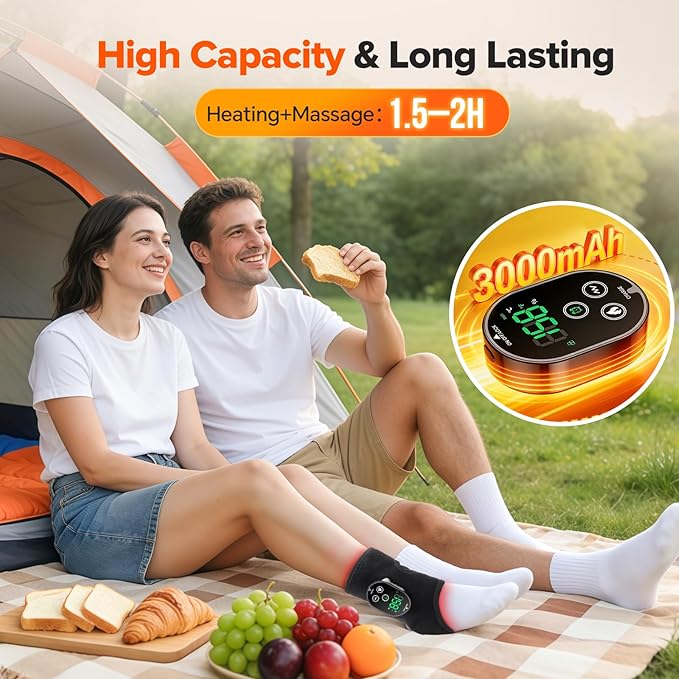 Cordless Neuropathy Foot Massager, Ankle Massager for Pain Relief, Ankle Heating Pad Plantar Fasciitis Relief, Black