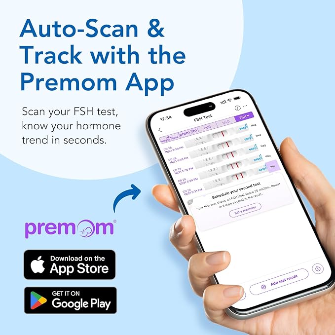 Easy@Home FSH Test Kit for Women - At-Home Hormone & Cycle Tracking with Premom App | Midstream Urine Test for Female Hormone Tracking | Reliable & Quick Results | 5 Tests
